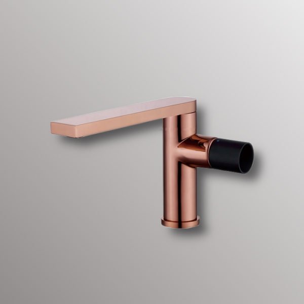 bathroom sink faucet in rose gold finish