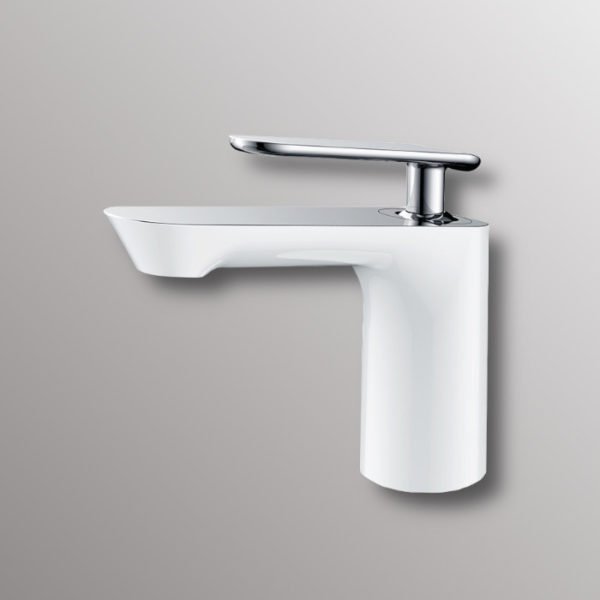 modern bath faucet in white