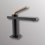 bathroom faucet in black with gold handle