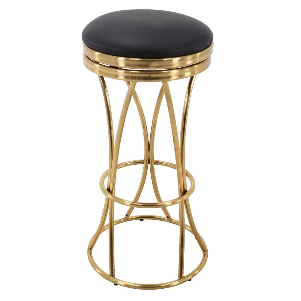 Round Gold PU Leather Barstool Fusion Home