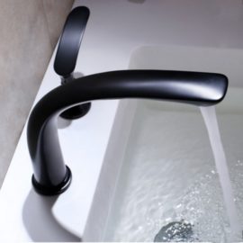 double bathroom faucet in black finish