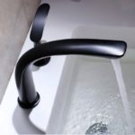 double bathroom faucet in black finish