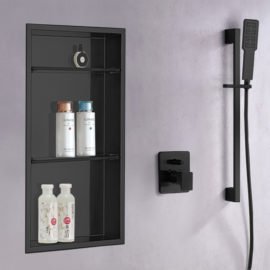 wall shower niche in matte black
