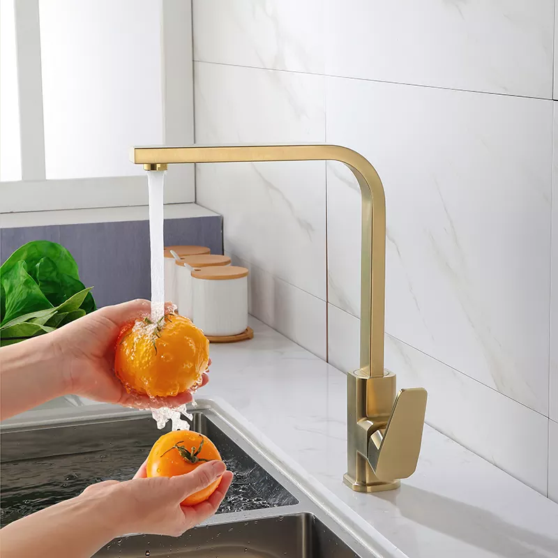 Brushed Gold Brass Square Kitchen Faucet Fusion Home