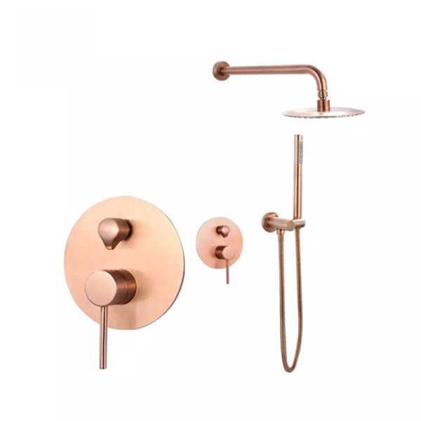 Brushed Rose Gold In Wall Mounted Shower Set Fusion Home   598 600x600 