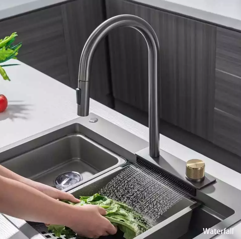 Modern Waterfall Kitchen Faucet Fusion Home   599 