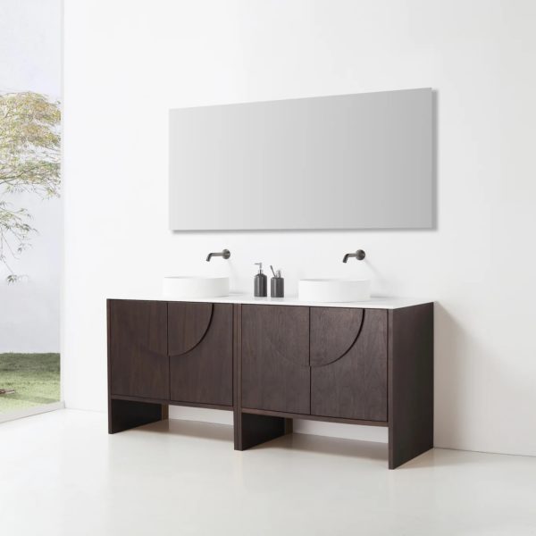 Karton Republic Manarola 72 Light Gray Wall Mount Modern Bathroom Vanity W/Sink (Open Shelves) VAMANLG72WM