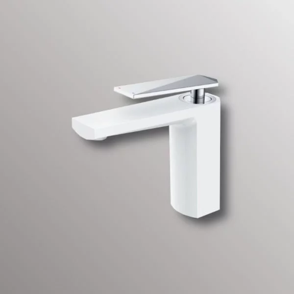 water faucet in white and chrome