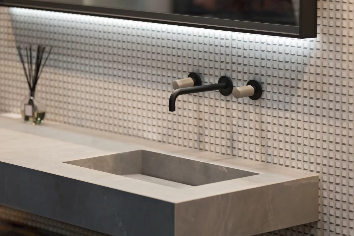 modern kitchen and bathroom at Fusion Home Corp.