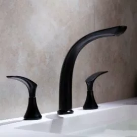 double bathroom faucet in black finish