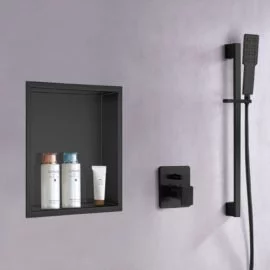 matte black built in shower niche