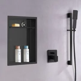 matte black recessed shower niche