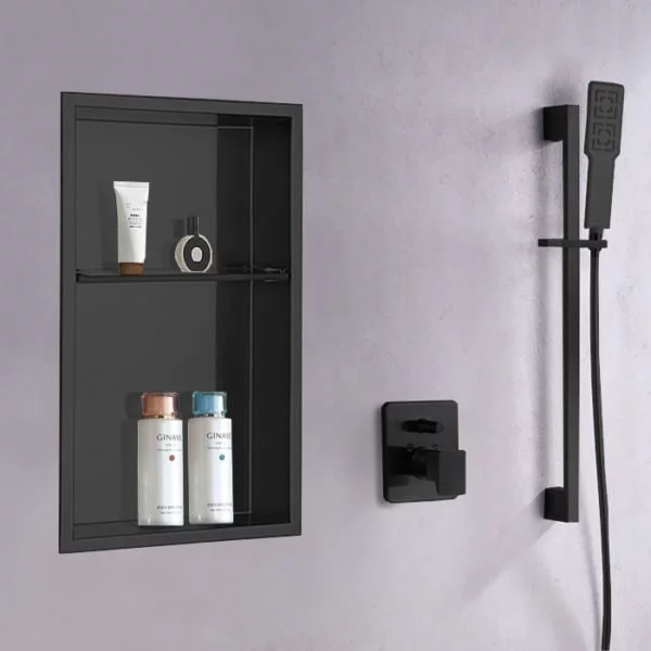 steel matte black shower niche